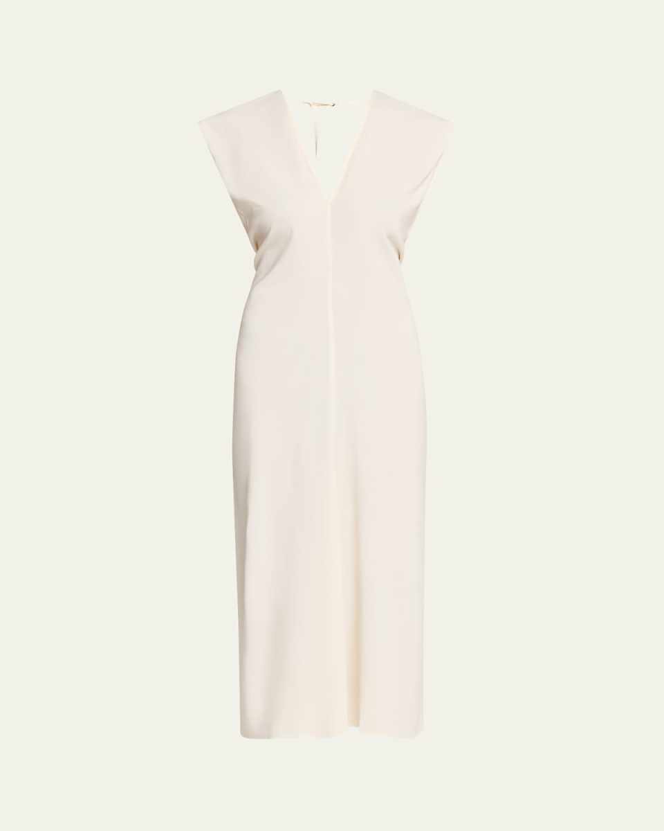 Plunge-Neck Draped Maxi Dress